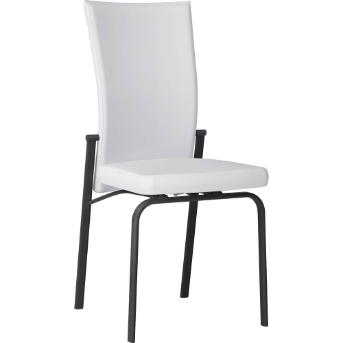 Molly Motion Back Dining Chair in White Leatherette & Black Steel (Set of 2)